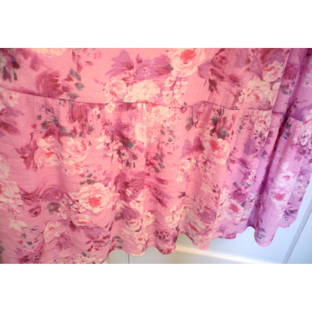 Anthropologie By The River L Smocked Floral Midi Dress Pink Cottagecore Feminine - Picture 4 of 16